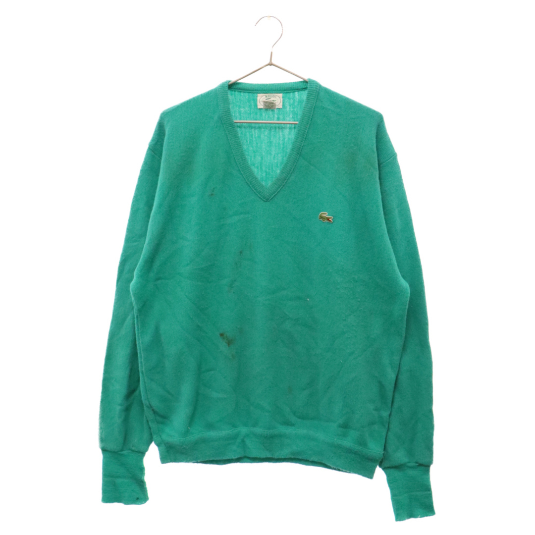 LACOSTE(ラコステ)のLACOSTE ラコステ 90s USA製 IZOD V Neck Knit アイゾッド Vネックニット長袖セーター ビンテージ グリーン メンズのトップス(ニット/セーター)の商品写真