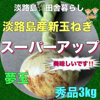 淡路島産新玉ねぎ 茎付き 3kg スーパーアップ 極早生 美味しい！夢玉(野菜)