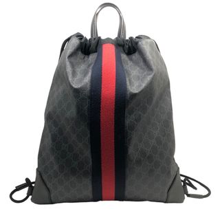 グッチ(Gucci)のグッチ GUCCI GGスプリーム ドローストリングバッグパック 473872 グレー PVC/ナイロン/キャンバス/レザー メンズ リュック・デイパック(バッグパック/リュック)