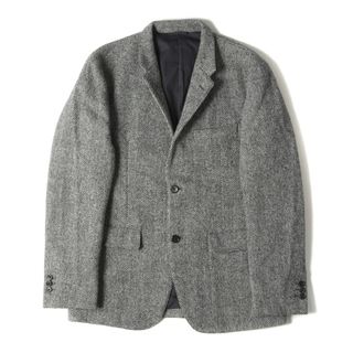 マーガレットハウエル(MARGARET HOWELL)のMARGARET HOWELL マーガレットハウエル ジャケット サイズ:L 12AW HARRIS TWEED ウール ヘリンボーン ツイード ナローラペル 2B テーラードジャケット ホワイト ブラック 白黒 日本製 ブレザー 上着【メンズ】【中古】(テーラードジャケット)