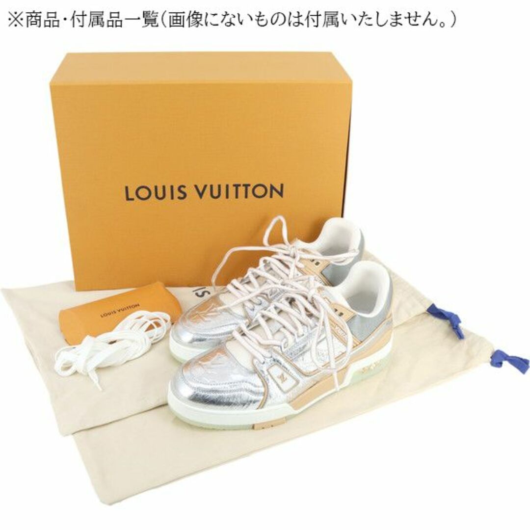 LOUIS VUITTON(ルイヴィトン)のルイヴィトン スニーカー メンズ 6.5サイズ 約25.5cm LVトレイナー ライン モノグラム メタリックレザー ラバー シルバー ベージュ シューズ 靴 ローカット 未使用 7698 メンズの靴/シューズ(スニーカー)の商品写真