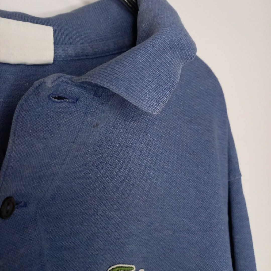 LACOSTE(ラコステ)のラコステ　ポロシャツ　長袖　長ポロ　L1313　刺繍ロゴ　無地　ブルー　2XL メンズのトップス(ポロシャツ)の商品写真