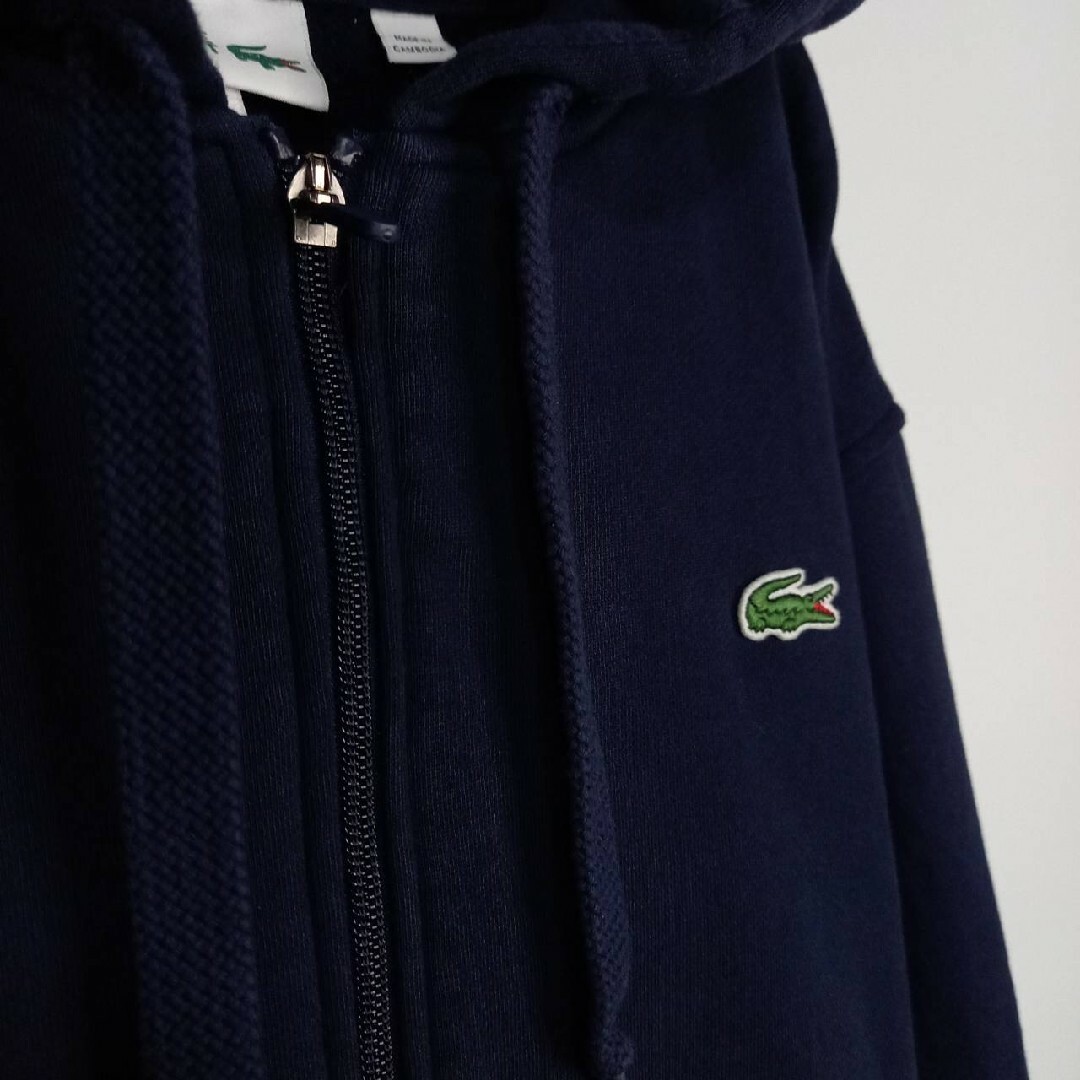 LACOSTE(ラコステ)のラコステ　スポーツ　ジップアップ　パーカー　スウェット　刺繍ロゴ　無地　紺　XL メンズのトップス(パーカー)の商品写真