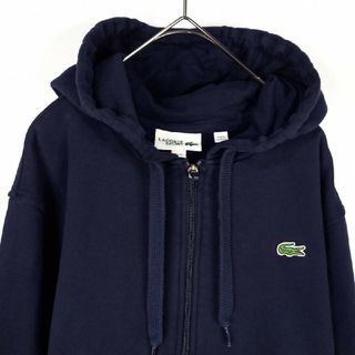 ラコステ(LACOSTE)のラコステ　スポーツ　ジップアップ　パーカー　スウェット　刺繍ロゴ　無地　紺　XL(パーカー)