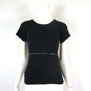 ソニアリキエル(SONIA RYKIEL)のソニアリキエル カットソー Tシャツ ロゴ ラインストーン 半袖 S 紺(カットソー(半袖/袖なし))