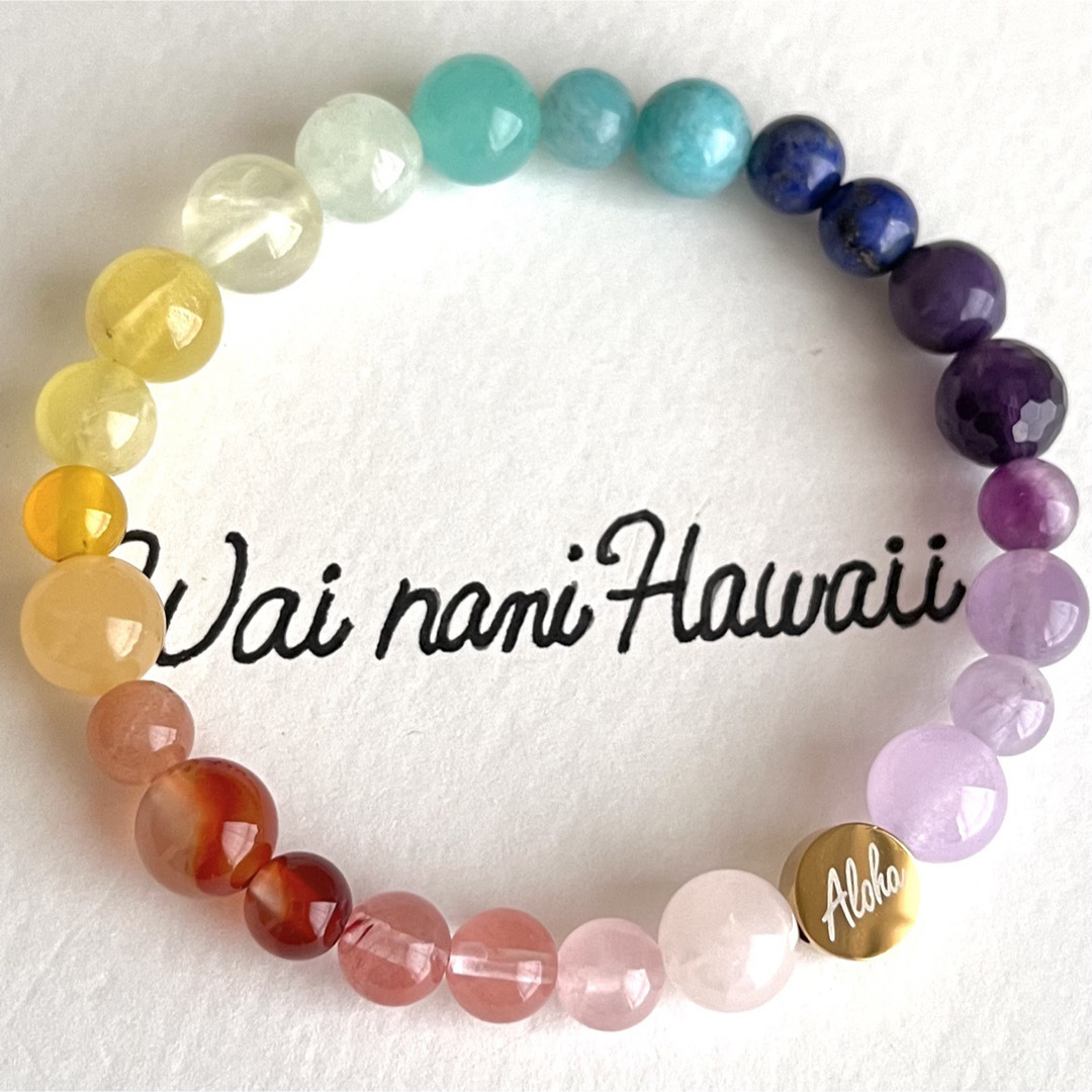 C②訳あり『 Hawaiian dream 虹 』ハワイアンパワーストーン ハンドメイドのアクセサリー(ブレスレット/バングル)の商品写真