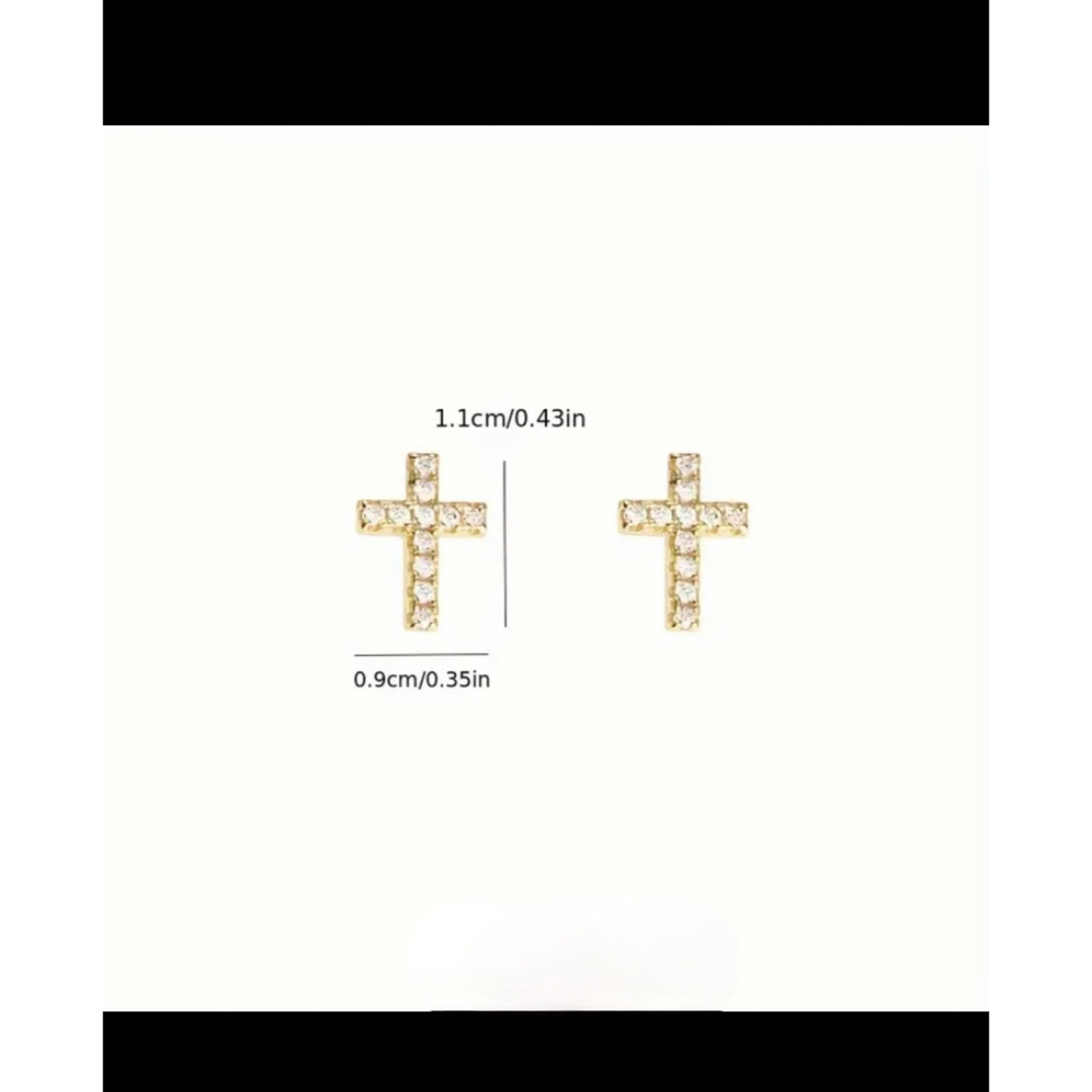 小さな光沢のあるクロスデザインフープピアス銅ジュエリーはラインストーン レディースのアクセサリー(ピアス)の商品写真
