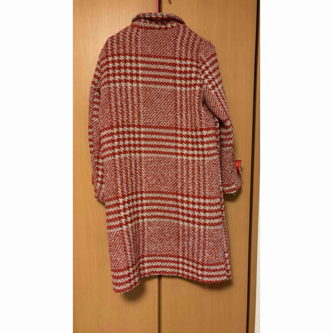 赤チェックロングコート レディースのジャケット/アウター(ロングコート)の商品写真