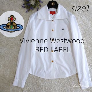 ヴィヴィアンウエストウッド(Vivienne Westwood)のイタリヤ製★Vivienne Westwood　変形襟シャツ　オーブ刺繍　S(シャツ/ブラウス(長袖/七分))