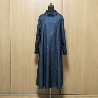 SOLD　着物リメイク　ワンピース　大島紬　L〜LL(ひざ丈ワンピース)