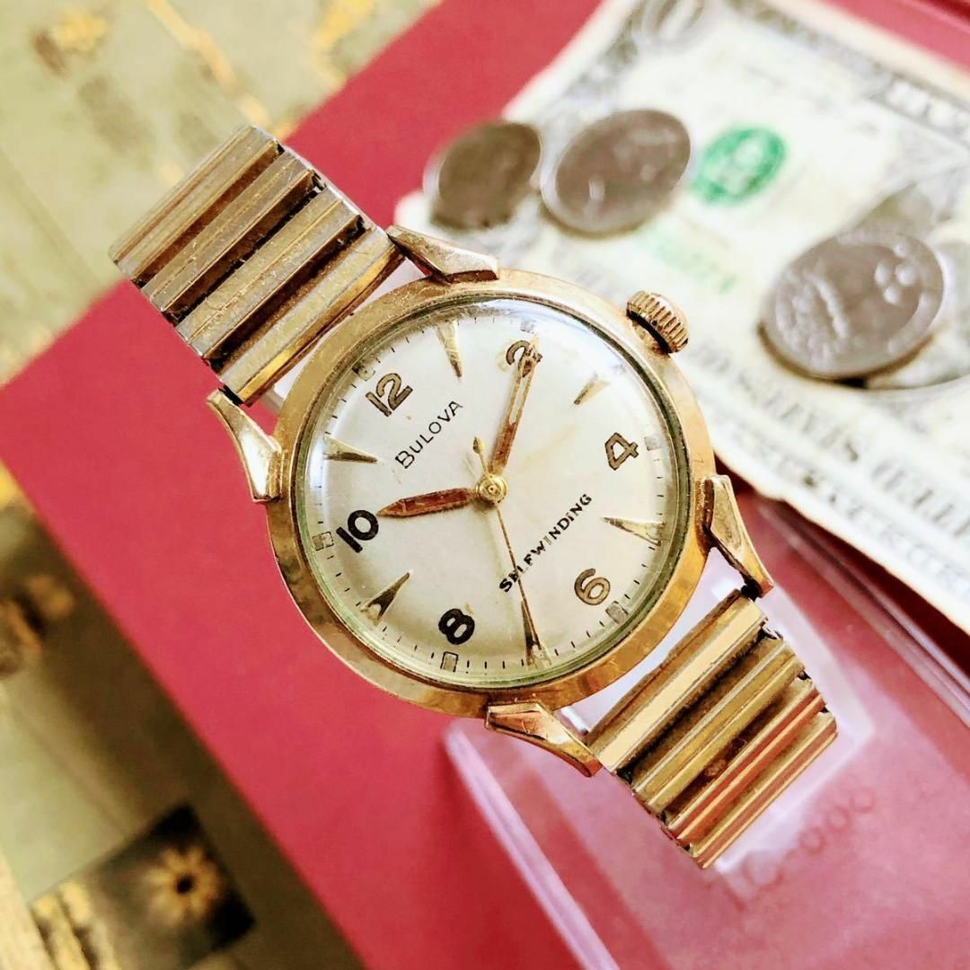 Bulova(ブローバ)の#2952【渋くてお洒落】メンズ 腕時計 ブローバ 動作品 自動巻 機械式 金張 メンズの時計(腕時計(アナログ))の商品写真
