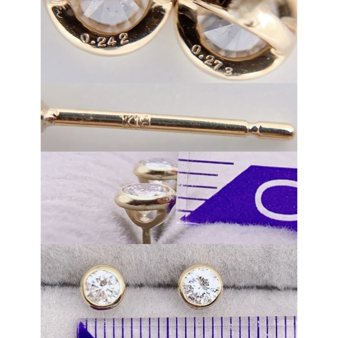 天然 ダイヤモンド k18 両耳 ピアス レディースのアクセサリー(ピアス)の商品写真