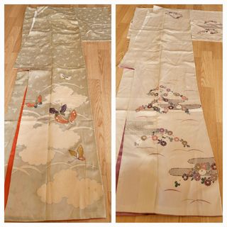 豪華訪問着 銀駒刺繍 蝶 着物 2着  お仕立て上がり 逸品  正絹 袷(着物)