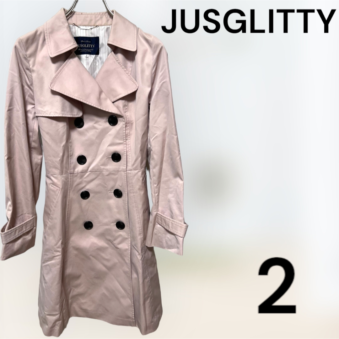 JUSGLITTY(ジャスグリッティー)のJUSGLITTY ジャズグリッティ　トレンチコート　2号サイズ レディースのジャケット/アウター(トレンチコート)の商品写真