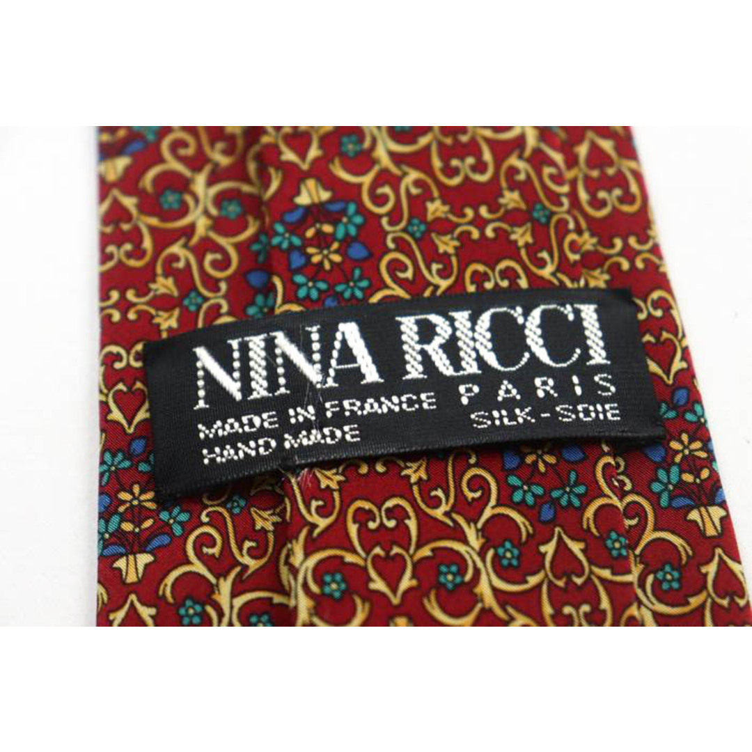 NINA RICCI(ニナリッチ)のニナリッチ ブランド ネクタイ シルク 格子柄 総柄 ハンドメイド 花柄 メンズ レッド NINA RICCI メンズのファッション小物(ネクタイ)の商品写真