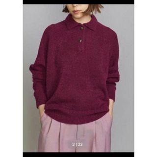 ビューティアンドユースユナイテッドアローズ(BEAUTY&YOUTH UNITED ARROWS)のB&Y ポロニット プルオーバー セーター  ピンクボルドー(ニット/セーター)