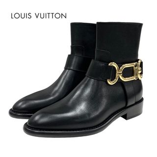 ルイヴィトン(LOUIS VUITTON)の未使用 ルイヴィトン LOUIS VUITTON ウエストサイドライン ブーツ ショートブーツ アンクルブーツ チェーン レザー ブラック(ブーツ)