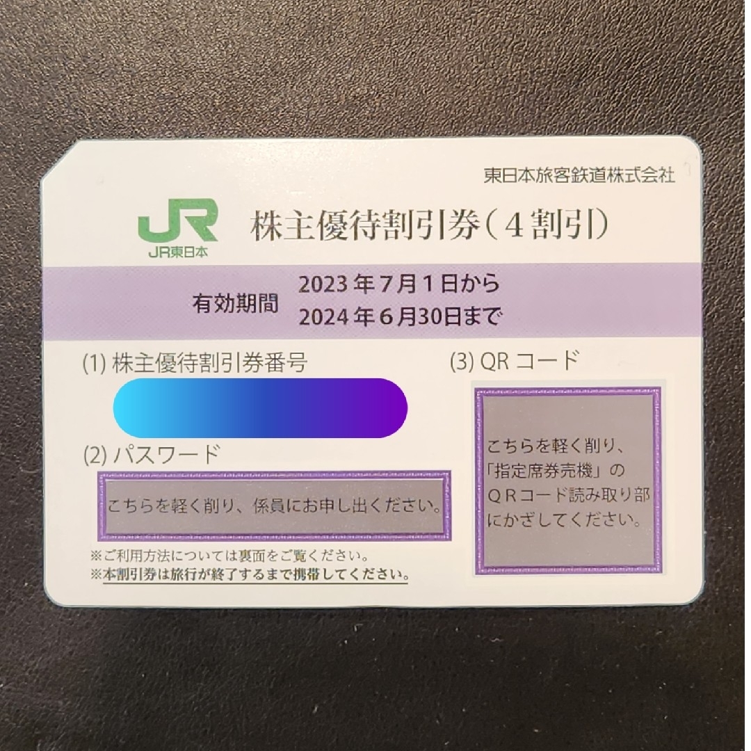 JR(ジェイアール)のJR東日本　株主優待券　1枚 チケットの乗車券/交通券(鉄道乗車券)の商品写真