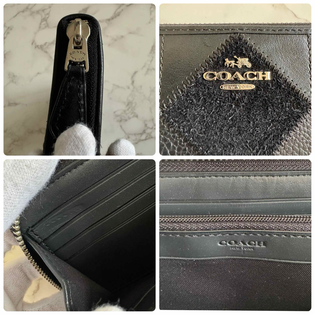 COACH(コーチ)の【新品未使用】coach パッチワーク　ラウンドジップ長財布　マルチレザー　黒 レディースのファッション小物(財布)の商品写真