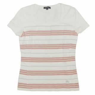 バーバリー(BURBERRY)のバーバリー ボーダー Tシャツ カットソー トップス 半袖 1 白 ◎ME2(Tシャツ(半袖/袖なし))