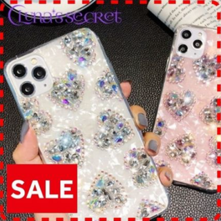 ハート ビジュー シェル iPhoneX/XS スマホケース(iPhoneケース)