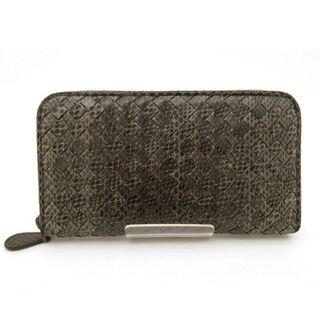 ボッテガヴェネタ(Bottega Veneta)の良品 ボッテガヴェネタ BOTTEGA VENETA 長財布 イントレチャート アイヤーズ ジップアラウンド ウォレット 114076 グレー パイソン(長財布)