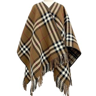 バーバリー(BURBERRY)の未使用 バーバリー BURBERRY アウター ケープ ポンチョ チェック リバーシブル ウール ブラウン系(ポンチョ)