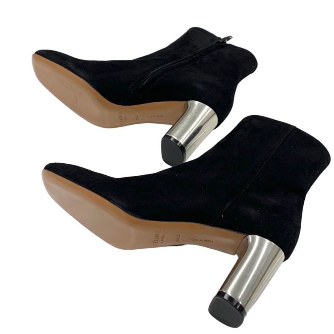 celine(セリーヌ)の未使用 セリーヌ CELINE ブーツ ショートブーツ 靴 シューズ バンバン メタルヒール スエード ブラック 黒 シルバー レディースの靴/シューズ(ブーツ)の商品写真