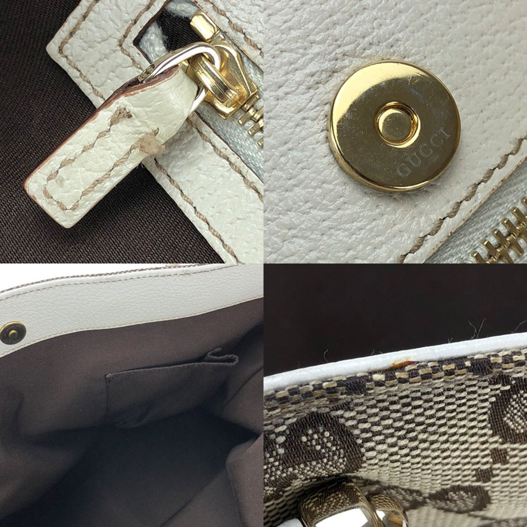 Gucci(グッチ)の【中古】 グッチ トートバッグ 153024 GGキャンバス レザー ベージュ ホワイト レディース 女性 GUCCI レディースのバッグ(トートバッグ)の商品写真