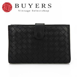 ボッテガヴェネタ(Bottega Veneta)の【中古】 ボッテガヴェネタ 二つ折り財布 121060 イントレチャート ラムスキン ブラック - ラム BOTTEGAVENETA(財布)