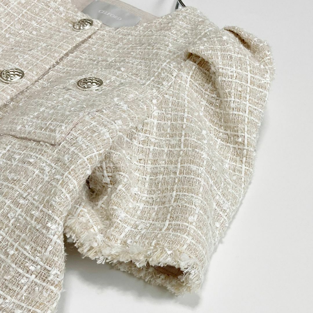 CELFORD(セルフォード)の美品　CELFORD　セルフォード　ベージュ　　ファンシーツイード半袖ジャケット レディースのジャケット/アウター(その他)の商品写真