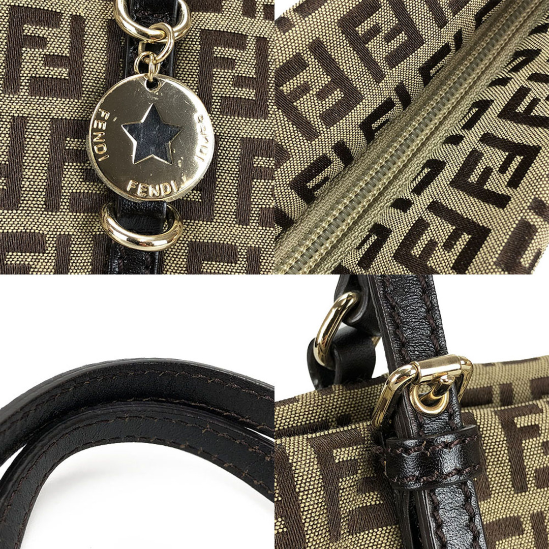 FENDI(フェンディ)の【中古】 フェンディ ハンドバッグ 8BH214 ズッキーノ キャンバス レザー ベージュ ブラウン カジュアル レディース 女性 FENDI レディースのバッグ(ハンドバッグ)の商品写真