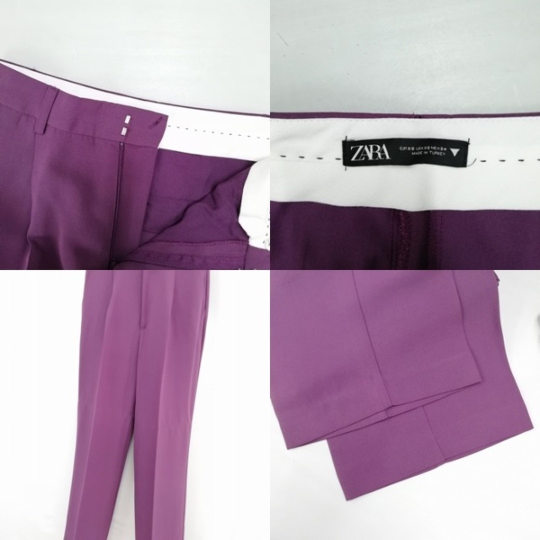 ZARA(ザラ)のダブルブレスト スーツ セットアップ ジャケット スラックス XS パープル レディースのフォーマル/ドレス(スーツ)の商品写真