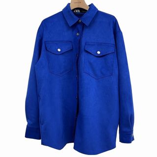 ザラ(ZARA)のザラ ZARA フェイク スエード オーバー シャツ ジャケット 長袖 青 XS(シャツ/ブラウス(長袖/七分))