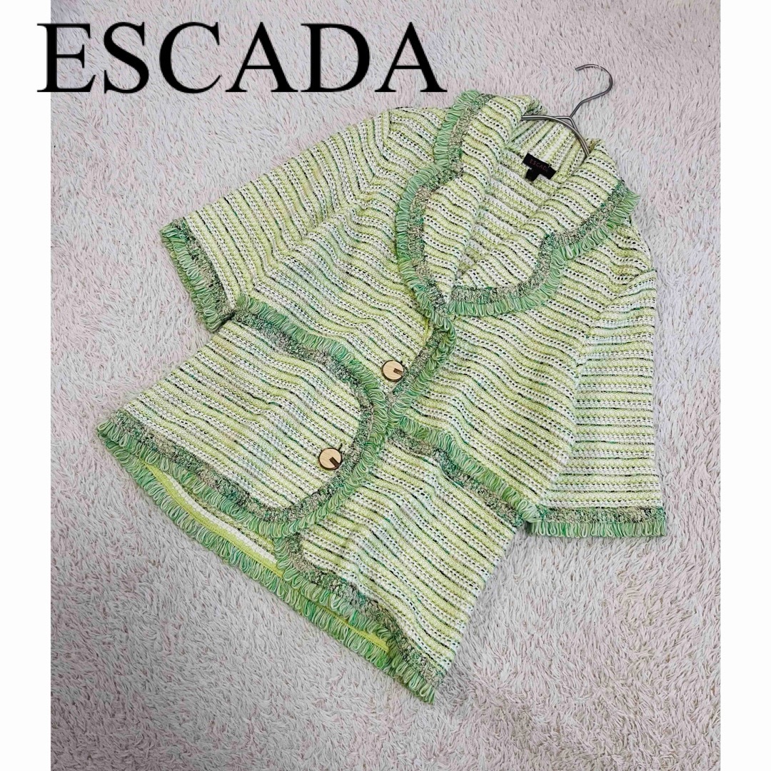 ESCADA(エスカーダ)の美品　ESCADA エスカーダ　ジャケット　　ツイード　フリンジ　人気　完売 レディースのジャケット/アウター(テーラードジャケット)の商品写真