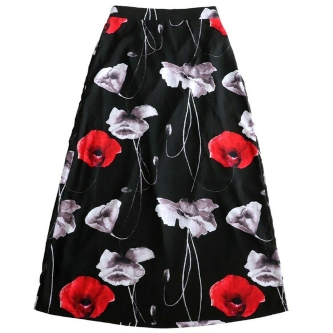 antiqua(アンティカ)の新品 アンティカ ロングスカート 花柄（黒系）タグ付き レディースのスカート(ロングスカート)の商品写真