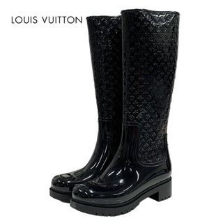 ルイヴィトン(LOUIS VUITTON)のルイヴィトン LOUIS VUITTON ドロップスライン ブーツ ロングブーツ レインブーツ 靴 シューズ モノグラム ラバー ブラック 黒(レインブーツ/長靴)