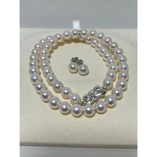 ミキモト(MIKIMOTO)のミキモト　K18  7.5〜8㎜　パールネックレス・ピアスセット　美品(ネックレス)