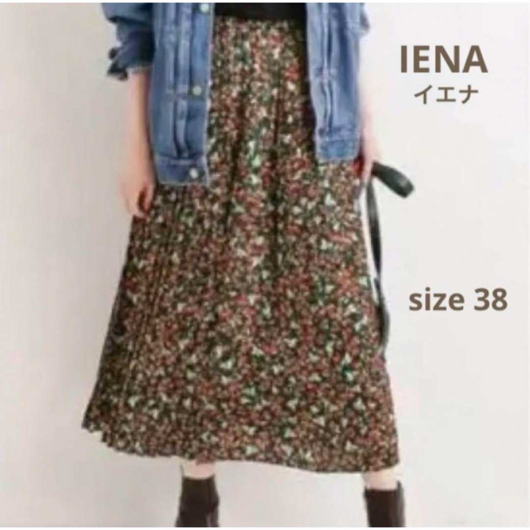 IENA(イエナ)のIENAイエナ ドットフラワープリーツスカート グリーン緑 レディースのスカート(ロングスカート)の商品写真