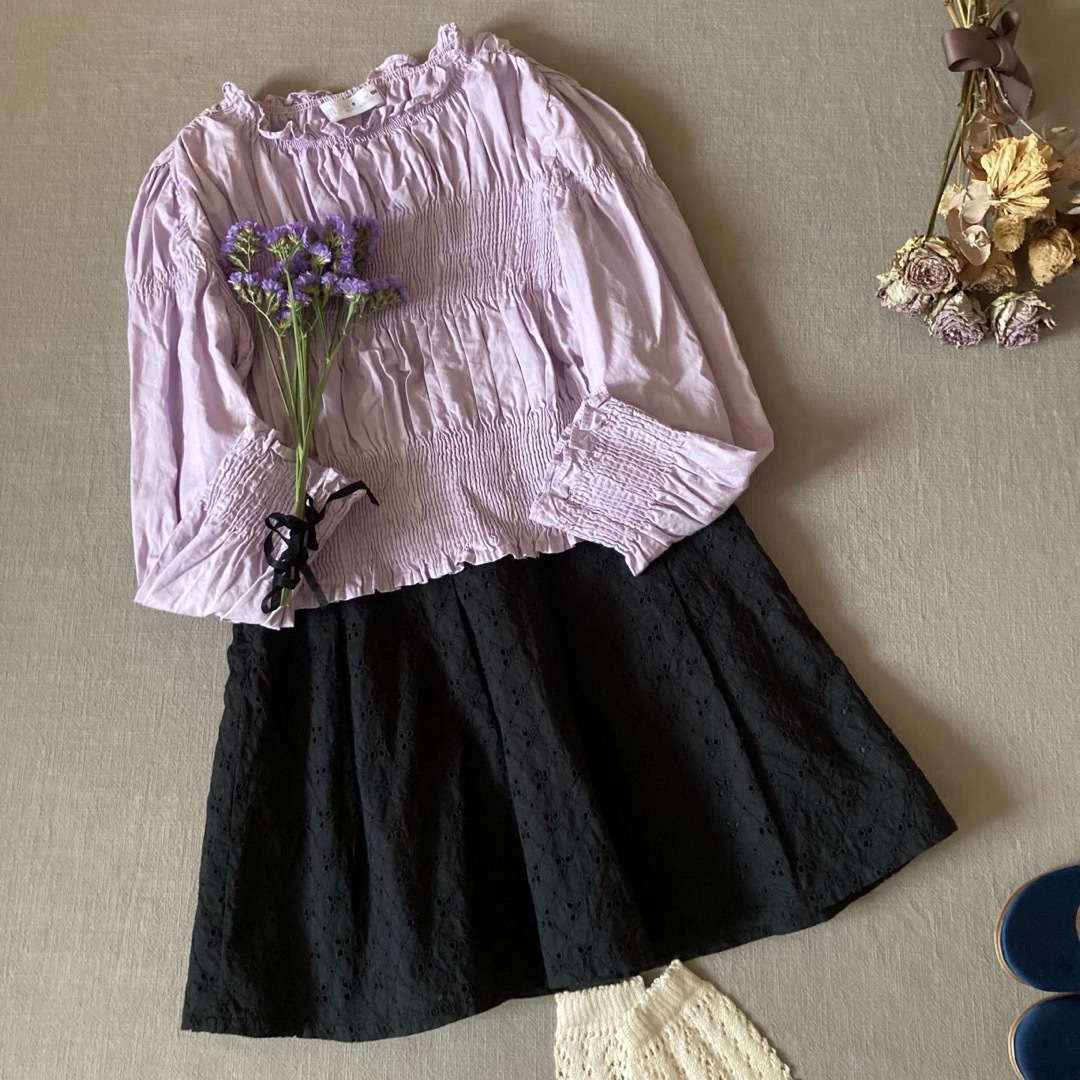 ZARA KIDS(ザラキッズ)のザラキッズ⑅ロマンティックなラベンダー色┄▸◂シャーリングブラウス134 キッズ/ベビー/マタニティのキッズ服女の子用(90cm~)(ブラウス)の商品写真