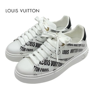 ルイヴィトン(LOUIS VUITTON)のルイヴィトン LOUIS VUITTON タイムアウトライン スニーカー 靴 シューズ ロゴ レザー ホワイト ブラック(スニーカー)