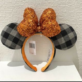 ディズニー(Disney)のab ディズニーカチューシャ　スパンコール　チェック　　オレンジ　海外(キャラクターグッズ)