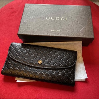 グッチ(Gucci)の良品✨グッチ 長財布 マイクロ シマレザー GG柄 ロゴ型押し BLACK(財布)