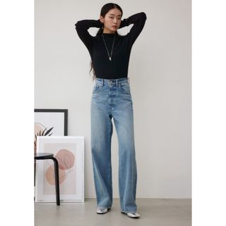 アズールバイマウジー(AZUL by moussy)のAZUL DENIM/ハイウエストワイドデニム(デニム/ジーンズ)