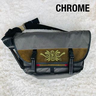 CHROMEクローム　メッセンジャーバッグ　グレー×カーキポリエステルスエード