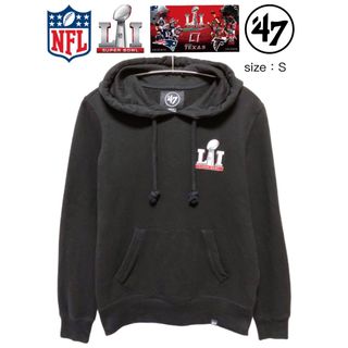 フォーティセブン(47 Brand)のNFL　Super Bowl LI　パーカー　S　黒　USA古着(スウェット)