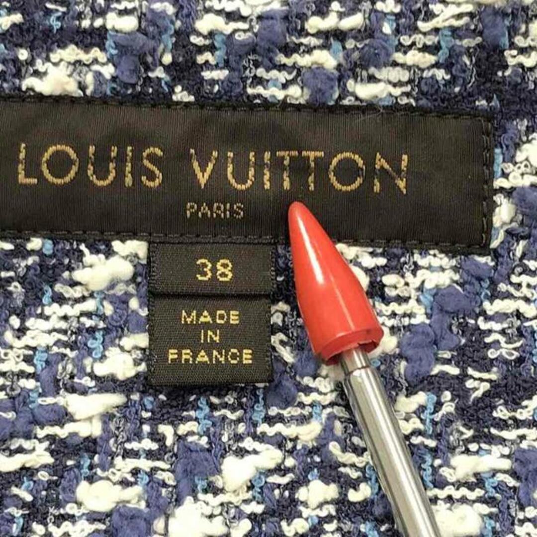 LOUIS VUITTON(ルイヴィトン)のLouis Vuitton / ルイヴィトン | 2014SS | モノグラム柄 ツイード ノーカラージャケット | 38 | ホワイト/ブルー/ブラック | レディース レディースのジャケット/アウター(その他)の商品写真