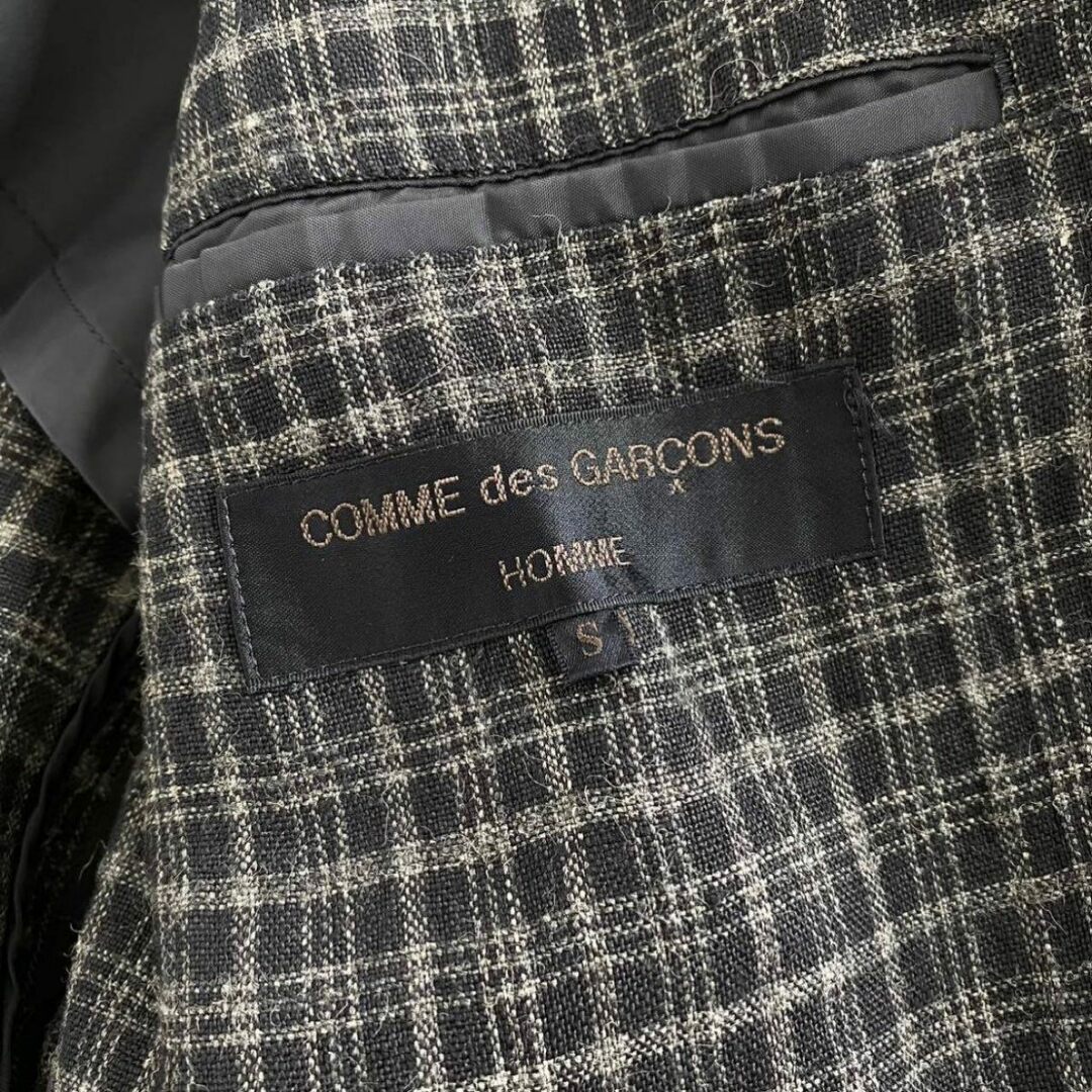 COMME des GARCONS(コムデギャルソン)の52i22 COMME des GARCONS HOMME コムデギャルソンオム 90s リネン チェックテーラードジャケット Sサイズ ブラック メンズ ブレザー 羽織 メンズのジャケット/アウター(テーラードジャケット)の商品写真