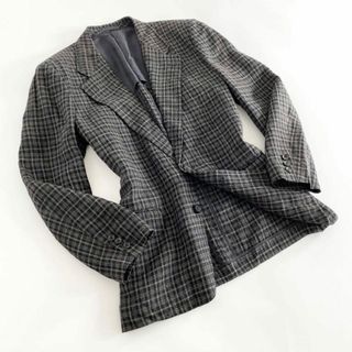 コムデギャルソン(COMME des GARCONS)の52i22 COMME des GARCONS HOMME コムデギャルソンオム 90s リネン チェックテーラードジャケット Sサイズ ブラック メンズ ブレザー 羽織(テーラードジャケット)