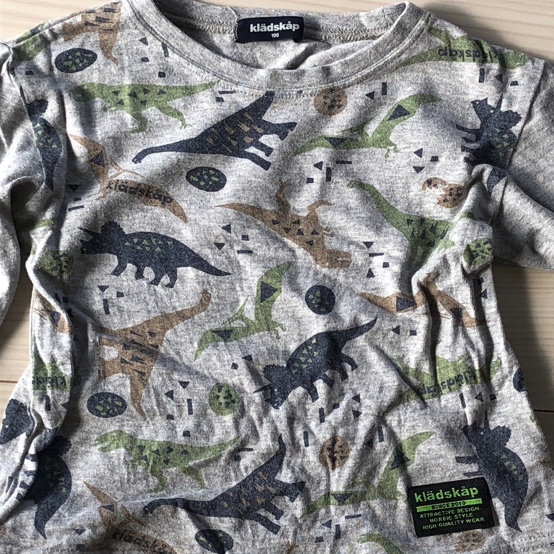 kladskap(クレードスコープ)のクレードスコープ　長袖　Tシャツ　100 恐竜　グレー キッズ/ベビー/マタニティのキッズ服男の子用(90cm~)(Tシャツ/カットソー)の商品写真